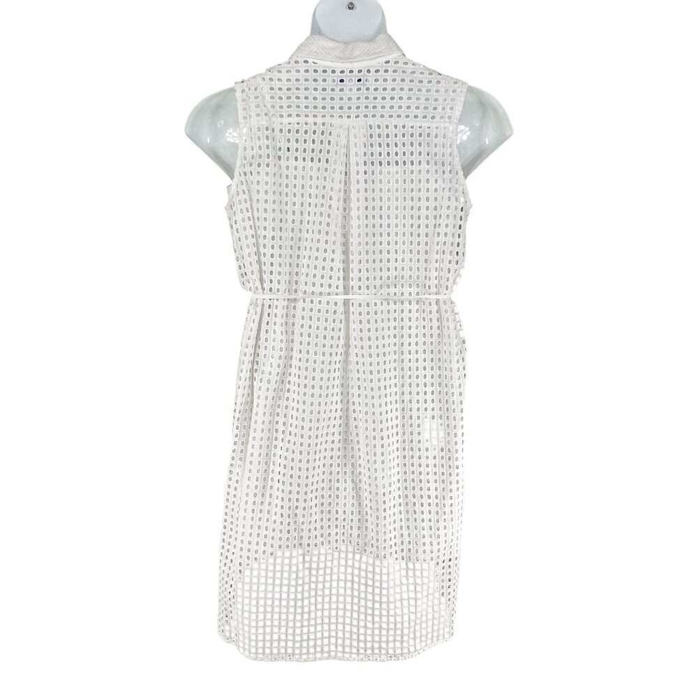 Reed NEW Women M Novelty White Eyelet Shirt Dress Button Up Preppy Cottagecore - Picture 2 of 16